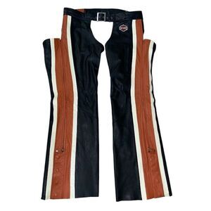 Harley Davidson Leather Chaps Size 1W 18-20 Womens Black Orange White 98146-09VW
